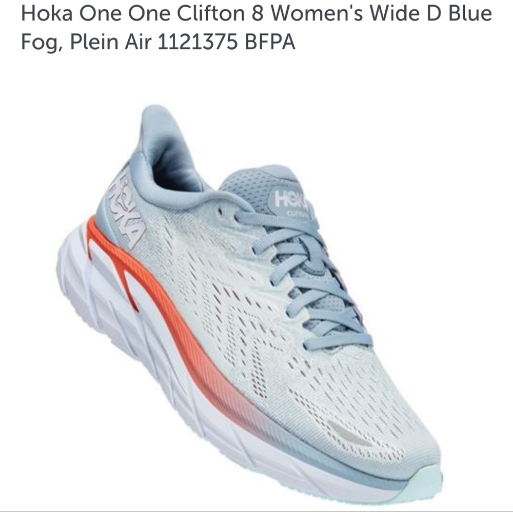 NWOT Hoka One One Clifton 8 Women's Wide D Blue Fog Size 9